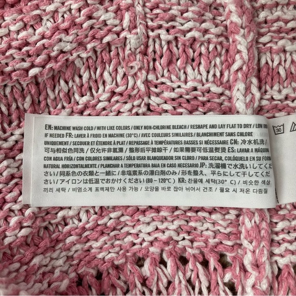 Abercrombie & Fitch Women’s Barbie pink white open front cable knit sweater XS - Picture 8 of 12